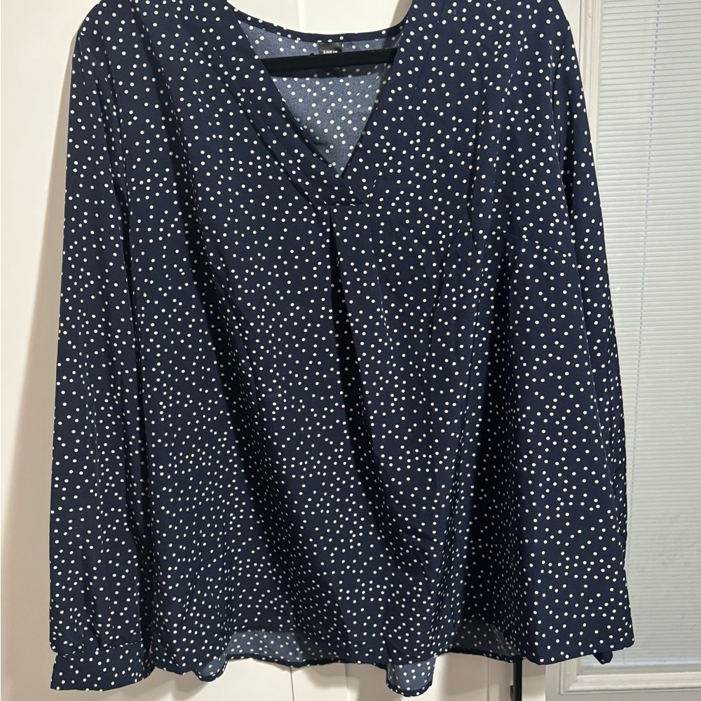 SHEIN Blue and White Relaxed Blouse